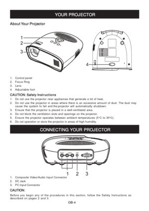 Page 54
YOUR
Aboutr
1.
2.
3.
4.
C
1.
2. ca
3.
4.
5.
6.
oCoC\).
CONNECTING
1.
2.
3.
CA
B
de .
GB- 