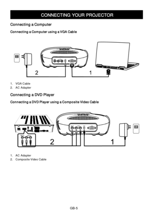 Page 6CONNECTING 
Connecting 
Con
1.
2.
Connecting a D
Con
1.
2.
GB- 