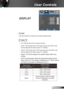 Page 3131English
User Controls
DISPLAY
 Format
Use this function to choose your desired aspect ratio.
XGA
 
 4:3:  This format is for 4×3 input sources.
 
 16:9-I: This format is for 16×9 input sources, like HDTV and 
DVD enhanced for Wide screen TV. (576i/p)
  16:9-II: This format is for 16×9 input sources, like HDTV and 
DVD enhanced for Wide screen TV. (480i/p)
  Native: This format displays the original image without any 
scaling.
  AUTO: Automatically selects the appropriate display format. 
When...