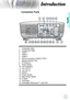 Page 9English

Introduction
Connection Ports
1.	Composite	Video
2.	Component	Video
3.	HDMI	1
4.	HDMI	2
5.	HDMI	3
6.	 Service	connector	(USB	B-TYPE	)
7.	 Backup	Remote	Tray
8.	IR	Receiver
9.	 Power	Button
10.	LED	Indicators
11.	12V	OUT	B
12.	12V	OUT	A
13.	 RS232
14.	Power	Socket
15.	Main	Power	Switch	
16.	S-Video
17.	
VGA 	Input
18.	Kensington	MicrosaverTM	Lock	Port
798
345621
101112181314161715      