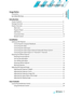 Page 1
DVD P
rojector
  *  
1

English

TABLE OF CONTENTS
TABLE OF CONTENTS
TABLE OF CONTENTS
TABLE OF CONTENTS
TABLE OF CONTENTS
TABLE OF CONTENTS
TABLE OF CONTENTS
TABLE OF CONTENTS
TABLE OF CONTENTS
TABLE OF CONTENTS
TABLE OF CONTENTS

Usage Notice

Precautions
 .............................................................................................................................................
3

E
ye Safety 
Eye Safety E
Warnings...