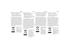 Page 25Français
■  Mise au rebut des  
équipements électriques  et 
électroniques usagés (Valable dans l’ensemble de l’Union 
Européenne ainsi que dans les pays euro-
péens disposant de programmes distincts 
de collecte des déchets)
Ce symbole appliqué sur votre produit ou 
sur son emballage indique que ce produit 
ne doit pas être traité comme un déchet 
ménager lorsque vous voulez le mettre au 
rebut. Il doit au contraire être remis à un 
site de collecte agréé pour le recyclage des 
équipements électriques...