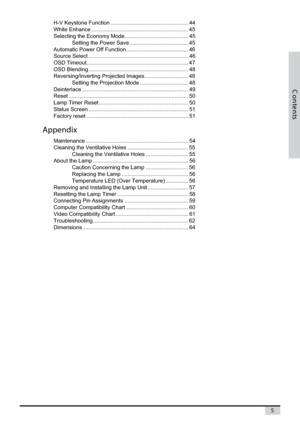 Page 5S T N E T N O #

+9.H\VWRQH)XQFWLRQ  
:KLWH(QKDQFH  
6HOHFWLQJWKH(FRQRP\0RGH 
6HWWLQJWKH3RZHU6DYH 
$XWRPDWLF3RZHU2II)XQFWLRQ  
6RXUFH6HOHFW  
267LPHRXW...