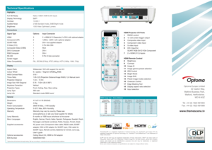 Page 4ThemeScene
® is a registered trademark of Optoma Europe Ltd. TrueVivid™ and Image AI™ are 
registered trademarks of Optoma Technology, Inc. TrueVision™ and BrilliantColor™ are trademarks of 
Texas Instruments.
DLP
® and the DLP logo are registered trademarks of Texas Instruments. DNX™ are trade marks of 
Pixelworks. Deep Color™ is a trademark of Silicon Image Inc. All other product names and company 
names used herein are for identifications purposes only and may be trademarks or registered 
trademarks...