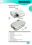 Page 13
Introduction
English
13

1.  Control Panel
2.  Zoom  Lever
3.  Focus Ring
4.  Elevator Button (one on each side)
5.  Elevator Feet
6.  Zoom Lens
7.  IR Receivers
8.  Connection Ports
9.  Power  Socket & Main Power Switch
10. Tilt-Adjustment Feet
Projector Part
  Product Overview
12
5
4
637
91
8   