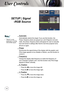 Page 343434
User Controls
SETUP | Signal -RGB Source
  Automatic
Automatically selects the singal. If you use this function, the 
Phase, frequency items are grayed out, and if Signal is not auto-
matic, the phase, frequency items will appear for user to manually 
tune and saved in settings after that for next time projector turns 
off and on again.
  Phase
Synchronize the signal timing of the display with the graphic card. 
If the image appears to be unstable or fl ickers, use this function to 
correct it....