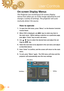 Page 20
20English 
User Controls

The Projector has multilingual On-screen Display 
menus that allow you to make image adjustments and 
change a variety of settings. The projector will auto-
matically detect the source. 
How to operate 
1. To open the OSD menu, press “Menu” on the Remote Controlor 
Control Panel.
2  When OSD is displayed, use     keys to select any item in 
the main menu.  While making a selection on a particular page, 
press  or “Enter” key to enter sub menu.
3. Use      keys to select the...