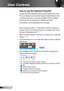 Page 6666English
User Controls
How to use the Optoma Presenter 
Optoma Presenter application allows remote desktop from a host 
PC to be displayed on the network display through Ethernet, USB, 
or Wireless transports. It can adapt to different network settings 
(DHCP, fixed IP, and direct link by USB/Ethernet cable). 
This software can be downloaded from web page.
Before using this function, a USB cable is needed to connect the 
Projector and PC Host directly. When the connection is OK, the PC 
will show a USB...