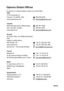 Page 53EN-53
Optoma Global Offices
For service or support please contact your local office.
USA
3178 Laurelview Ct.
Fremont, CA 94538, USA 888-289-6786
www.optomausa.com services@optoma.com
Canada
5630 Kennedy Road, Mississauga, 905-361-2582
ON, L4Z 2A9, Canada 905-361-2581
www.optoma.ca services@optoma.com
Europe
42 Caxton Way, The Watford Business
Park
Watford, Hertfordshire,
WD18 8QZ, UK +44 (0) 1923 691 800
www.optoma.eu +44 (0) 1923 691 888
Service Tel : +44 (0)1923 691865 service@tsc-europe.com
France...