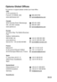 Page 45EN-45
Optoma Global Offices
For service or support please contact your local office.
USA
3178 Laurelview Ct.
Fremont, CA 94538, USA 888-289-6786
www.optomausa.com services@optoma.com
Canada
5630 Kennedy Road, Mississauga, 905-361-2582
ON, L4Z 2A9, Canada 905-361-2581
www.optoma.ca services@optoma.com
Europe
42 Caxton Way, The Watford Business 
Park
Watford, Hertfordshire,
WD18 8QZ, UK +44 (0) 1923 691 800
www.optoma.eu +44 (0) 1923 691 888
Service Tel : +44 (0)1923 691865 service@tsc-europe.com
France...