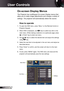 Page 2424
English
User Controls
The Projector has multilingual On-screen Display menus that 
allow you to make image adjustments and change a variety of 
settings. The projector will automatically detect the source. 
How to operate 
1.  To open the OSD menu, press “Menu” on the Remote Control or 
Projector Keypad.
2  When OSD is displayed, use
   keys to select any item in the 
main menu. While making a selection on a particular page, press  
 or “Enter” key to enter sub menu.
3. Use   keys to select the...