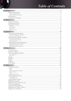 Page 1Usage Notice ........................................................................\
.............................................. 2
Safety Information  ........................................................................\
................................................2Class B emissions limits  ........................................................................\
........................................................................\
................ 2
Important Safety Instruction...