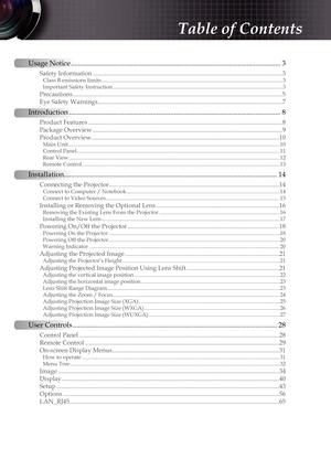 Page 1Usage Notice ........................................................................\
..............................................3
Safety Information ........................................................................\
................................................ 3Class B emissions limits .............................................................................................................\
...................... 3
Important Safety Instruction...