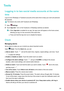 Page 134Tools
Loggingintotwosocialmediaaccountsatthesame
time LogintotwoWhatsapporFacebook
accountsatthesametimetokeepyourworkandpersonal
lifeseparate. ThisfeatureonlyworkswithFacebookandWhatsApp.
1 Open Settings.
2 T

ouchApptwin .TurnontheFacebookorWhatsAppswitchesasdesired. z
WhenApptwin isenabledforanapp,twoappiconswillappearonthehomescreen,
allowingyoulogintotwoaccountsatthesametime.
z...