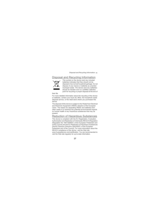 Page 4537
Disposal and Recycling Information
Disposal and Recycling Information
This symbol on the device (and any included 
batteries) indicates that they should not be 
disposed of as normal household garbage. Do not 
dispose of your device or batteries as unsorted 
municipal waste. The device (and any batteries) 
should be handed over to a certified collection 
point for recycling or proper disposal at the end of 
their life.
For more detailed information about the recycling of the device 
or batteries,...