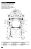 Page 12This operator manual describes the Husqvarna Zero Turn Rider. The rider is fitted with a four-stroke overhead valve engine.
Transmission from the engine is made via belt-driven hydraulic pumps. Using the left and right steering controls, the flow is regulated and thereby the direction and speed.
1
2
10
11
12
1. Motion control levers
2. Tracking knob
3. Park brake
4. Fuel tank - left
5. Hydro releases levers
6. Service meter
7. Ignition switch
8. Choke control
9. Blade switch
10. Throttle control
11. Deck...