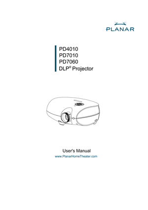 Page 1Users Manual
PD4010
PD7010
PD7060 