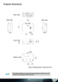 Page 4444
Projector Dimensions
For ceiling installations, use approved mounting hardware and M4 screws with 
a maximum screw depth of 10 mm (0.39 inch).  