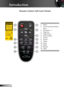 Page 10
8English
Introduction
Remote Control with Laser Pointer
1. Enter
2.  Four Directional Select 
Keys
3.  Keystone +/-
4.  Page Up
5.  Page Down
6.  Source Select
7.  Freeze
8.  Power
9.  Menu
10.  Laser 
11.  Mute
12.  Resync
13.  Hide
8
10
11
4
5
1
12
13
6
7
92
3 