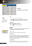 Page 27
24English 25 English
24English 25 English

User Controls

Tint 
Adjusts the color balance of red and green.
  Press the  to increase the amount of green in the image.
  Press the  to increase the amount of red  in the image.
Sharpness 
Adjusts the sharpness of the image.
  Press the  to decrease the sharpness.
  Press the  to increase the sharpness.
Gamma
This allows you to choose a gamma table that has been fine-tuned to bring out the best image quality for the input.
Color Adj.
Press “Enter” to...