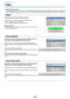 Page 53E-52
Info.
•Select menu name “Info.”.
See “Menu Operation Method” on Page E-33 for information about performing menu operations. The item name display will
differ depending on the input signal. See “List of Item Names Offering Input Selection and Adjustments/Settings” on Page E-38.
Status
This displays information about the equipment.
Select item name “Status” and press the ENTER button.
There is a change to the status display.
Press the CANCEL button to return to the menu.
Display Contents:
Projector...