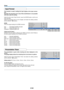 Page 52E-52
Presentation Timer
The presentation is given while checking the timer displayed on the
screen.
The gauge display allows the remaining time to be known at a glance.
Select the item name “Presentation Timer” and select the setting contents
with the SELECT  buttons.
Setting contents:Off, 10 min. , 20 min. , 30 min. , 40 min. , 50 min. , 60 min.
To start the timer...
Press the MENU button and open the menu.
The timer display will appear at the lower right and the timer will start.
See “Using the...