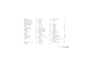 Page 209209
Index
angle formats 130
anniversaries in Agenda 68
annual appointments 70
applications.See programs
applying styles in Word 143
appointments in Agenda 65
archiving Agenda files 75
arrows
in menu commands 23
on dialog lines 24
assigning memories in Calc 128
attachments
adding 82, 92
opening/viewing 92
saving 92
attributes 43
automatic
backup in PsiWin 55
sending of email 86
switch on/off 19
axis titles 162Bbackground colour in Word 142
backing up
automatic 55files to a PC 55
bak files 54
bar graphs...
