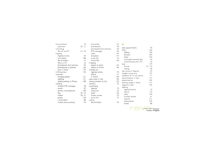 Page 211211
Index
Control panel 33
password 30, 31
converting
files for the PC 53, 54
copying
Agenda entries 69
by Infrared 188
files & folders 43
files to a PC 52
phonebooks from phones 96
phonebooks to phones 106
text in Word 139
COS function 130
countries
changing details 121
deleting 121
dialling prefixes in Phone 108
creating
email & SMS messages 78
emails 82
entries in phonebooks 104
files 39, 22
folders 38, 41
graphs 160
Local folders 80
mobile phone settings 94Phone files 110
phonebooks 98
phonebooks...