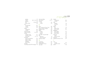 Page 214214
Index
opening 37
Outbox 80, 81, 85, 89
selecting 43
Sent 80, 86, 89
types in Email 80
font
for Data labels 167
in Sheet 158
in Word 140
footers
in Page setup 185
in Word 149
forced line break 140
foreign characters 142, 204
formats
numbers in Calc 131
numbers in Sheet 159
time & date 121, 33
formatting
names in phonebooks 103
objects in Jotter 134
objects in Word 146
paragraphs 140
text in Word 140
formulae 153
forwarding email & SMS messages 90free input dialling 195
free memory 44, 47
functions
in...