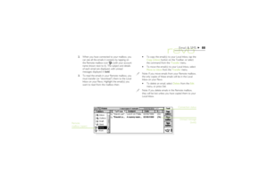 Page 8888
Email & SMS
2.When you have connected to your mailbox, you
can see all the emails it contains by tapping on
the Remote mailbox icon 
 (with your account
name shown next to it). The subject and details
of each email are displayed, with unread
messages displayed in bold.
3.To read the emails in your Remote mailbox, you
must transfer (or “download”) them to the Local
Inbox on your Revo. Highlight the email(s) you
want to read from the mailbox then:·To copy the email(s) to your Local Inbox, tap the
Copy...