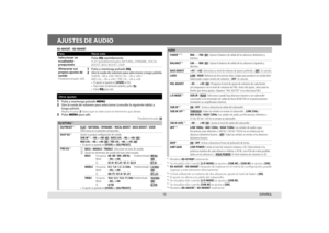 Page 3515
AJUSTES DE AUDIO
AUDIOFADER
*4 *5R06 — F06 (00): Ajusta el balance de salida de los altavoces delanteros y 
traseros.
BALANCE *5L06 — R06 (00): Ajusta el balance de salida de los altavoces izquierdo y 
derecho.
BASS BOOST
+01 / +02: Selecciona su nivel de refuerzo de graves preferido. ;  OFF: Se cancela.
LOUDLOW / HIGH: Refuerza las frecuencias altas o bajas para producir un sonido bien 
balanceado a bajos niveles de volumen. ; OFF: Se cancela.
VOL ADJUST
–05 — +05 (00): Preajusta el nivel de ajuste...