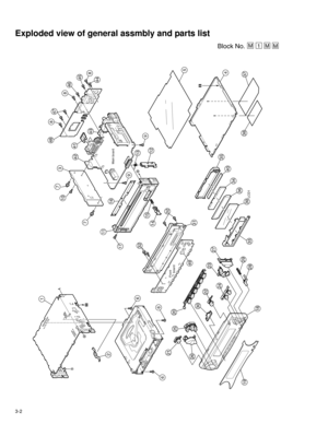 Page 413-2
Exploded view of general assmbly and parts list
A
B
Main board 
LCD1
Block No.M
M M
1
Front
     board
9
13
12
35
408
4 8
8
43 10
42
25748
9
16 11
14 32
29 24
28 30 21
31
27 49
36
39
3334 26
22
18 196 1
6
6
2
323
17
7
15
20
23
5
37
38
41
45 46 47
44 