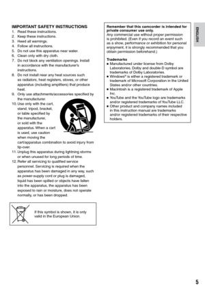 Page 5


ENGLISH
IMPORTANT SAFETY INSTRUCTIONS1. Read these instructions.
2.  Keep these instructions.
3.  Heed all warnings.
4.  Follow all instructions.
5.  Do not use this apparatus near water.
6.  Clean only with dry cloth.
7.  Do not block any ventilation openings. Install 
in accordance with the manufacturer’s instructions.
8.  Do not install near any heat sources such 
as radiators, heat registers, stoves, or other apparatus (including amplifiers) that produce heat.
9.  Only use...