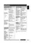 Page 79ENGLISH
35REFERENCES
Specifications
AUDIO AMPLIFIER SECTION
Maximum Power Output:
Front/Rear: 50 W per channel
Continuous Power Output (RMS):
Front/Rear: 19 W per channel into 
4 Ω, 40 Hz to 20 000 Hz at 
no more than 0.8% total 
harmonic distortion.
Load Impedance: 4 Ω (4 Ω to 8 Ω allowance)
Tone Control Range:
Bass: ±12 dB (60 Hz, 80 Hz, 
100 Hz, 200 Hz)
Mid-range: ±12 dB (500 Hz, 1.0 kHz, 
1.5 kHz, 2.5 kHz)
Treble: ±12 dB (10.0 kHz, 12.5 kHz, 
15.0 kHz, 17.5 kHz)
Q: Bass: Q1.0, Q1.25, Q1.5, Q2.0...