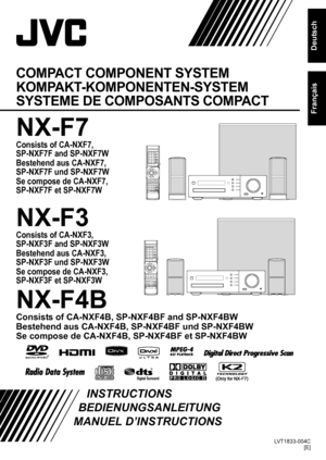 Page 1COMPACT COMPONENT SYSTEM
KOMPAKT-KOMPONENTEN-SYSTEM
SYSTEME DE COMPOSANTS COMPACT
NX-F7
Consists of CA-NXF7, 
SP-NXF7F and SP-NXF7W
Bestehend aus CA-NXF7, 
SP-NXF7F und SP-NXF7W
Se compose de CA-NXF7, 
SP-NXF7F et SP-NXF7W
NX-F3
Consists of CA-NXF3, 
SP-NXF3F and SP-NXF3W
Bestehend aus CA-NXF3, 
SP-NXF3F und SP-NXF3W
Se compose de CA-NXF3, 
SP-NXF3F et SP-NXF3W
NX-F4B
Consists of CA-NXF4B, SP-NXF4BF and SP-NXF4BW
Bestehend aus CA-NXF4B, SP-NXF4BF und SP-NXF4BW
Se compose de CA-NXF4B,  SP-NXF4BF et...
