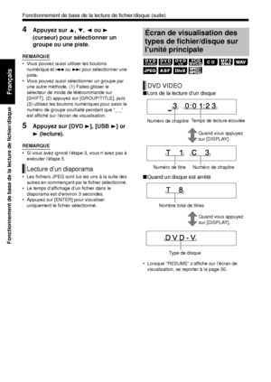 Page 9625
Fonctionnement de base de la lecture de fichier/disque
Français
4Appuyez sur 5, / , 2  ou  3 
(curseur) pour sélectionner un 
groupe ou une piste. 
REMARQUE
• Vous pouvez aussi utiliser les boutons  numérique et  4 ou ¢  pour sélectionner une 
piste.
• Vous pouvez aussi sélectionner un groupe par  une autre méthode. (1) Faites glisser le 
sélecteur de mode de télécommande sur 
[SHIFT], (2) appuyez sur [GROUP/TITLE], puis 
(3) utilisez les boutons numériques pour saisir le 
numéro de groupe souhaité...