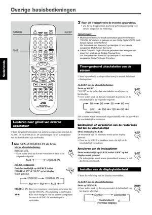 Page 11014
Nederlands
2Start de weergave met de externe apparatuur.
• Zie de bij de apparatuur geleverde gebruiksaanwijzing voor
details aangaande de bediening.
Opmerkingen:
•Multichannel Surround wordt automatisch geactiveerd indien
“DIGITAL IN” als bron is gekozen en een Dolby Digital of DTS multi-
kanaal signaal wordt herkend.
Zie “Introductie van Surround” op bladzijde 17 voor details
aangaande Multichannel Surround.
•U kunt Dolby Pro Logic II-functie gebruiken voor weergave van
zowel een analoge als...