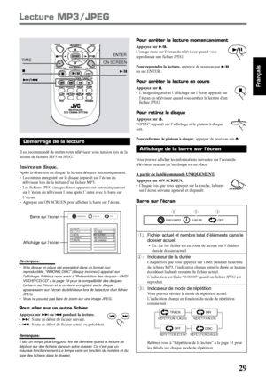 Page 7929
Français
MENU
MENU
PTY
NEWS/INFO
PTY SEARCHCHOICE/TIME
AUDIO
SLOW RETURN PL
RDS
RM-STHA25R
DVD CINEMA SYSTEM
SUBTITLE ANGLE ZOOM
ON SCREEN
ENTER
/
REPEAT
FM MODE
STEP
PTY
DOWN - TUNING - UP
Démarrage de la lecture
Il est recommandé de mettre votre téléviseur sous tension lors de la
lecture de fichiers MP3 ou JPEG.
Insérez un disque.
Après la détection du disque, la lecture démarre automatiquement.
• Le contenu enregistré sur le disque apparaît sur l’écran du
téléviseur lors de la lecture d’un fichier...