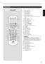 Page 533
Français
Télécommande
Référez-vous aux pages entre parenthèses pour plus de détails.
1Touche AUDIO 
 (10, 12, 13)
2Touche TV 
 (10, 42)
3Touche DIMMER (14)
4• Touches numériques
• Touche MEMORY (33)
• Touche CANCEL
5Touches de sélection de source
• DVD, FM/AM, AUX (10, 13, 14)
• Appuyer sur une de ces touches met aussi l’appareil sous
tension.
6Touches TV CH + et – (42)
7Touches TV VOL + et – (42)
8Touches AUDIO VOL + et – (11, 13)
9Touche TOP MENU (24)
p• Touches 3, 2, 5, et ∞
• Touche ENTER
• Touche...