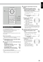 Page 8922
English
B.SEARCHREW FF
F.SEARCH
RETURN TOP MENUENTER
VOLUME
MENU
VCR CHANNEL
TUNING
MUTING
123
456
789
0
REMAIN
PROGRAM
D.R.C ZOOMSETUP
DSP MODE
SLEEP
TEST PRO LOGICSETTINGSOUND
CLEAR REPEATANGLESLOW
SEARCH A-B REPEAT
2  3
PRO LOGICSOUND
Adjusting Stereo Sound
You can adjust the following settings.
It is recommended that you make adjustments from your actual
listening point while listening to reproduced sounds.
–Output balance for the front speakers
–Output level for the subwoofer
Once you adjust...