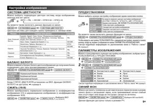 Page 9
9
ФУНКЦИИ
2 
КОНТРАСТ2 : Контрастность ниже3 : Контрастность вышеЯРКОСТЬ2 : Темнее3 : ЯрчеЧЕТКОСТЬ2 : Мягче3 : РезчеЦВЕТ2 : Светлее3 : ГлубжеОТТЕНОК2 : Красноватый3 : Зеленоватый
Смотри подробную информацию по расположению меню в “Работа с меню” \ странице 8.
СИНИЙ ФОН
Можно настроить телевизор на автоматическое переключение в режим синего  фона  и  заглушения  звука,  если  принимаемый  сигнал  слабый или отсутствует или когда не поступает сигнал из антенны.
Данная функция доступна только в режиме PЧ....