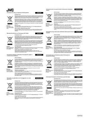 Page 1
LCT1923-002A-U0505KTH-AL-MU
Information for Users on Di sposal of Old EquipmentENGLISH[European Union]
Attention:This symbol is only 
valid in the European 
Union.
This symbol indicates that the electrical and electronic equipment should not be disposed as 
general household waste at its end-of-life. Instead, the product should be handed over to the 
applicable collection point for the recycling of electrical and electronic equipment for proper 
treatment, recovery and recycling in accordance with your...