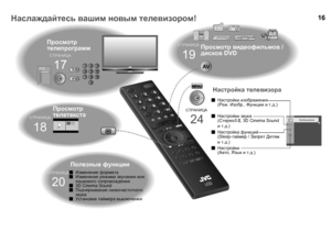 Page 18  
LCD
16Наслаждайтесь вашим  новым  телевизором !
17
СТРАНИЦА
Просмотр 
телепрограмм
18
СТРАНИЦА
20
СТРАНИЦА
Полезные  функции
Просмотр
 
телетекста
24
СТРАНИЦА
Просмотр  видеофильмов  / 
дисков  DVD
£ÂÉ¼Ë»ÁÀÈÃÀ
19
СТРАНИЦА
ªËÉ¾¦ÃÌÍ
     
  ??????
!6