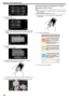 Page 134.
4Tap “START” ( 000C).
(Operation on this camera)
.
0When iFrame is selected for “VIDEO REC FORMAT”, the following
display appears and recording mode is switched to the 60i mode in
AVCHD.
.
5Tap “WPS”.
(Operation on this camera)
.
6Activate WPS on the smartphone (or computer) within 2 minutes.
(Operation on the smartphone (or computer))
.
0To activate WPS, refer to the instruction manual of the device in use.
7 A connection is established and  0014 appears on the camera’s screen.
.
Monitoring the Images...