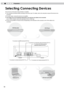Page 18
2Preparation
18

Selecting Connecting Devices
● Do not turn on the power until connection is complete. 
● The connection procedures differ according to the device used. For details, refer to the instruction manual of the device to be  
      connected.
● For audio output, connect the device to an amplifier.
● The images may not be displayed depending on the devices and cables to b\
e connected.
     Use an HDMI compliant cable (sold separately) with the HDMI logo. 
● It may not be possible to connect to...