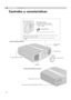 Page 1181
10
Para comenzar
Controles y características
„Lado posterior/Superficie superior
Ventilación Para ajustar el enfoque.
Para ajustar el tamaño de la imagen.
zHágalo funcionar utilizando el control 
remoto. (
pP20 )
zNo dé la vuelta a la lente con sus manos.
ADVERTENCIA
Tapa de la lámpara ( pP40 )
Para conectar el cable de alimentación ( pP20 )
Sensor remoto (
pP13 )
„Lado frontal/lado izquierdo
Sensor remoto
(p P13 )
Entradas de aire
Tapa de la lente
zEsta unidad viene con un material separado r de...