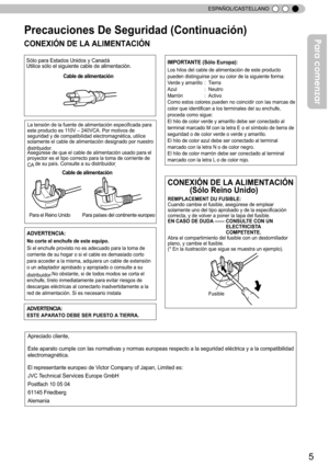 Page 1615
ESPAÑOL/CASTELLANO
IMPORT ANTE (Sólo Europa):
Los hilos del cable de alimentación de este producto  
pueden distinguirse por su color de la siguiente forma :
Ve rde y amarillo  : Tierra
Azul :Neutro
Marrón : Activo
Como estos colores pueden no coincidir con las marcas de 
color que identifican a los terminales del su enchufe, 
proceda como sigue:
El hilo de color verde y amarillo debe ser conectado al  
terminal marcado M con la letra E o el símbolo de tierra de  
seguridad o de color verde o verde y...