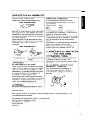 Page 173.
5IntroducciónCable de alimentación
Cable de alimentación
Para países del continente 
europeo Para el Reino Unido
Verde y amarillo
Azul
Marrón
Fusible: Tierra
: Neutro
: Activo
CONEXIÓN DE LA ALIMENTACIÓN
ADVERTENCIA:
ADVERTENCIA:
No corte el enchufe de este equipo.
La tensión de la fuente de alimentación especificada 
para este producto es 110V – 240VCA. Por motivos 
de seguridad y de compatibilidad electromagnética, 
utilice solamente el cable de alimentación designado 
por nuestro distribuidor....