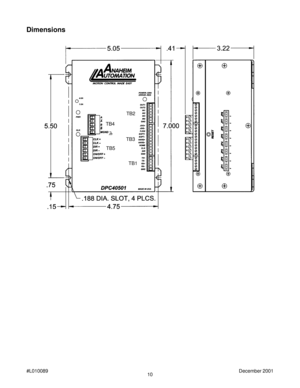 Page 1010 #L010089December 2001
Dimensions
TB2
TB3
TB1 TB4
TB5 