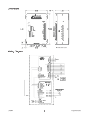 Page 9September 2012 L0101949
Dimensions
Wiring Diagram 